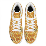 Bees And Honeycomb Print High Top Leather Sneakers