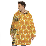 Bees And Honeycomb Print Hoodie Blanket