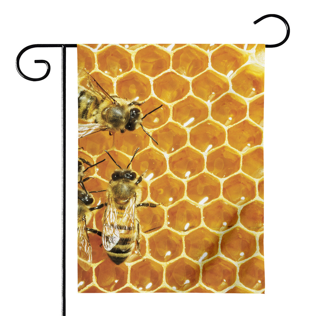 Bees And Honeycomb Print House Flag