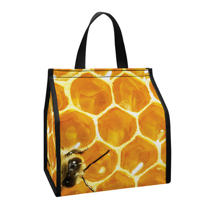 Bees And Honeycomb Print Insulated Lunch Tote