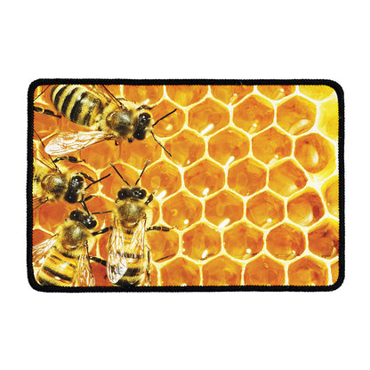 Bees And Honeycomb Print Kitchen Mat