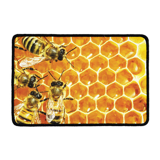 Bees And Honeycomb Print Kitchen Mat