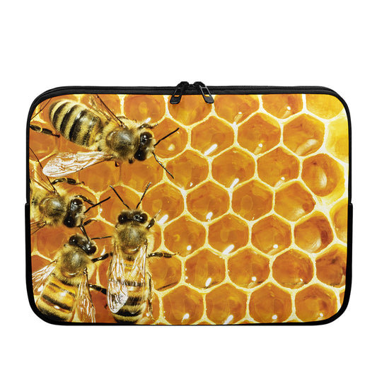 Bees And Honeycomb Print Laptop Sleeve