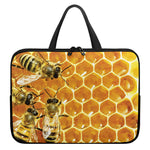 Bees And Honeycomb Print Laptop Sleeve With Handle