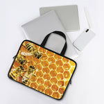 Bees And Honeycomb Print Laptop Sleeve With Handle