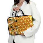 Bees And Honeycomb Print Laptop Sleeve With Handle