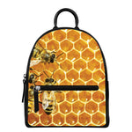 Bees And Honeycomb Print Leather Backpack
