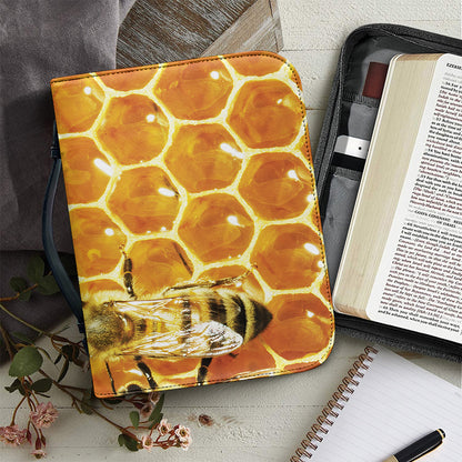 Bees And Honeycomb Print Leather Bible Cover