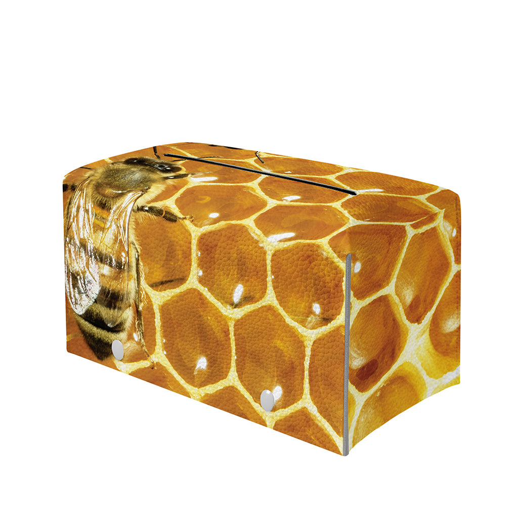 Bees And Honeycomb Print Leather Tissue Box Cover