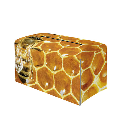 Bees And Honeycomb Print Leather Tissue Box Cover