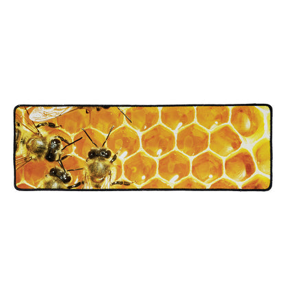Bees And Honeycomb Print Long Kitchen Mat