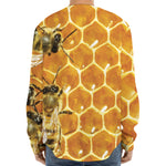 Bees And Honeycomb Print Long Sleeve Baseball Jersey