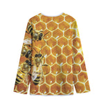 Bees And Honeycomb Print Long Sleeve Short Coat