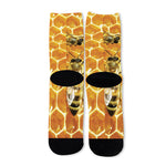 Bees And Honeycomb Print Long Socks