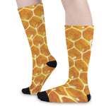 Bees And Honeycomb Print Long Socks
