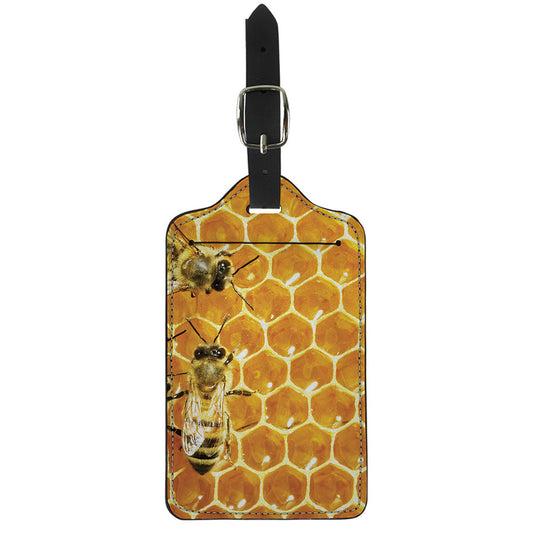 Bees And Honeycomb Print Luggage Tag