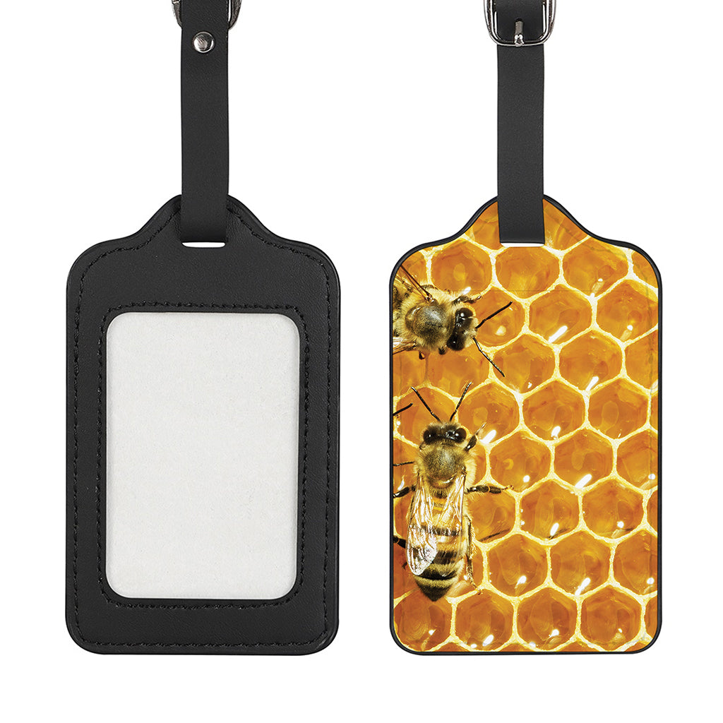 Bees And Honeycomb Print Luggage Tag