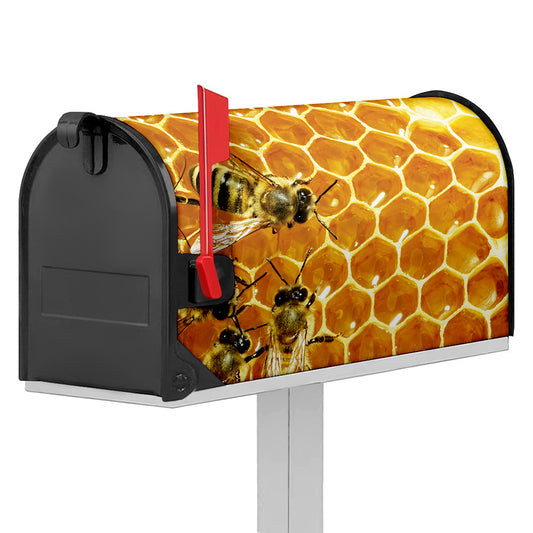 Bees And Honeycomb Print Mailbox Cover