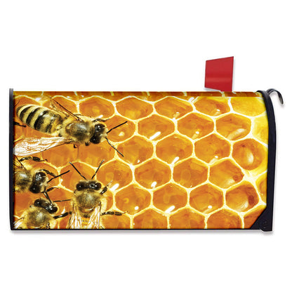 Bees And Honeycomb Print Mailbox Cover