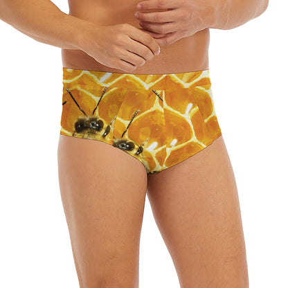 Bees And Honeycomb Print Men's Briefs