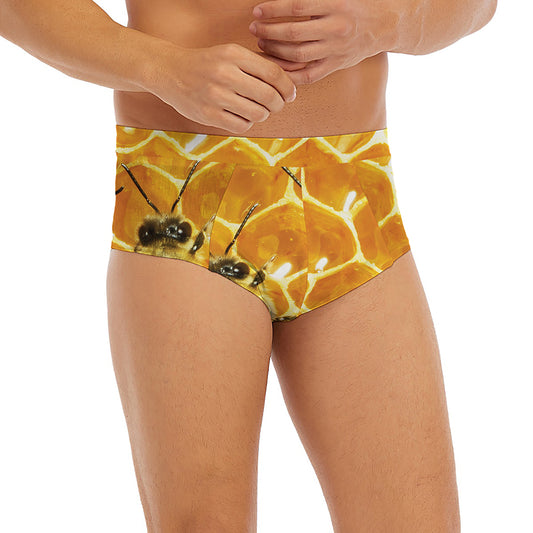 Bees And Honeycomb Print Men's Briefs