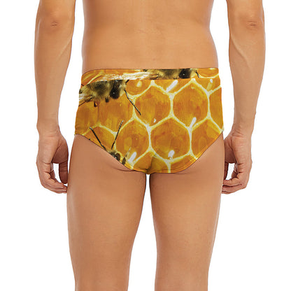 Bees And Honeycomb Print Men's Briefs