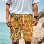 Bees And Honeycomb Print Men's Cargo Shorts