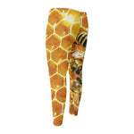 Bees And Honeycomb Print Men's Compression Pants