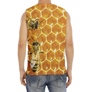 Bees And Honeycomb Print Men's Fitness Tank Top