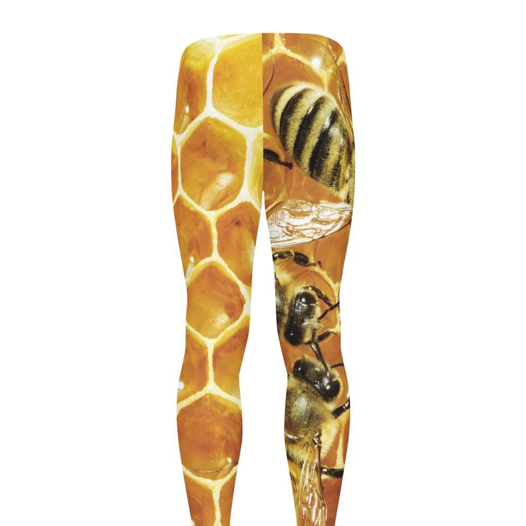 Bees And Honeycomb Print Men's leggings