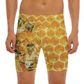Bees And Honeycomb Print Men's Long Boxer Briefs