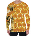 Bees And Honeycomb Print Men's Long Sleeve T-Shirt