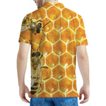 Bees And Honeycomb Print Men's Polo Shirt