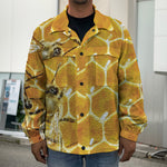 Bees And Honeycomb Print Men's Shirt Jacket