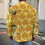 Bees And Honeycomb Print Men's Shirt Jacket