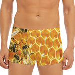 Bees And Honeycomb Print Men's Short Boxer Briefs