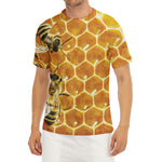 Bees And Honeycomb Print Men's Short Sleeve Rash Guard