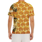 Bees And Honeycomb Print Men's Short Sleeve Rash Guard