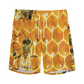 Bees And Honeycomb Print Men's Athletic Shorts