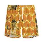 Bees And Honeycomb Print Men's Sports Shorts