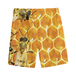 Bees And Honeycomb Print Men's Sports Shorts