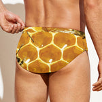 Bees And Honeycomb Print Men's Swim Briefs