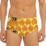Bees And Honeycomb Print Men's Triangle Swim Briefs