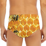 Bees And Honeycomb Print Men's Triangle Swim Briefs