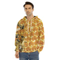 Bees And Honeycomb Print Men's Velvet Pullover Hoodie