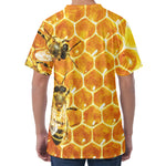 Bees And Honeycomb Print Men's Velvet T-Shirt