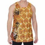 Bees And Honeycomb Print Men's Velvet Tank Top