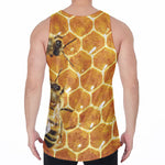 Bees And Honeycomb Print Men's Velvet Tank Top