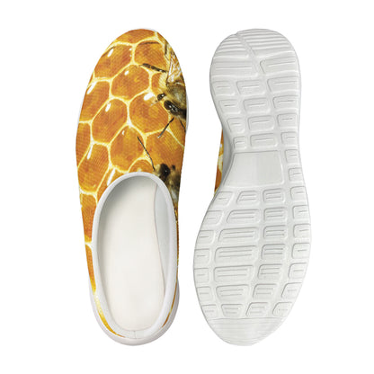 Bees And Honeycomb Print Mesh Casual Shoes