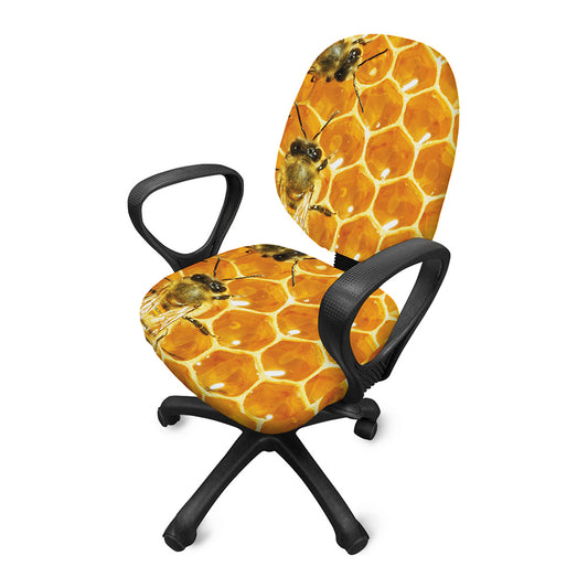 Bees And Honeycomb Print Office Chair Cover